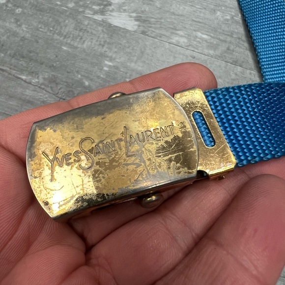 YSL Yves Saint Laurent Blue Canvas Belt - Picture 2 of 4